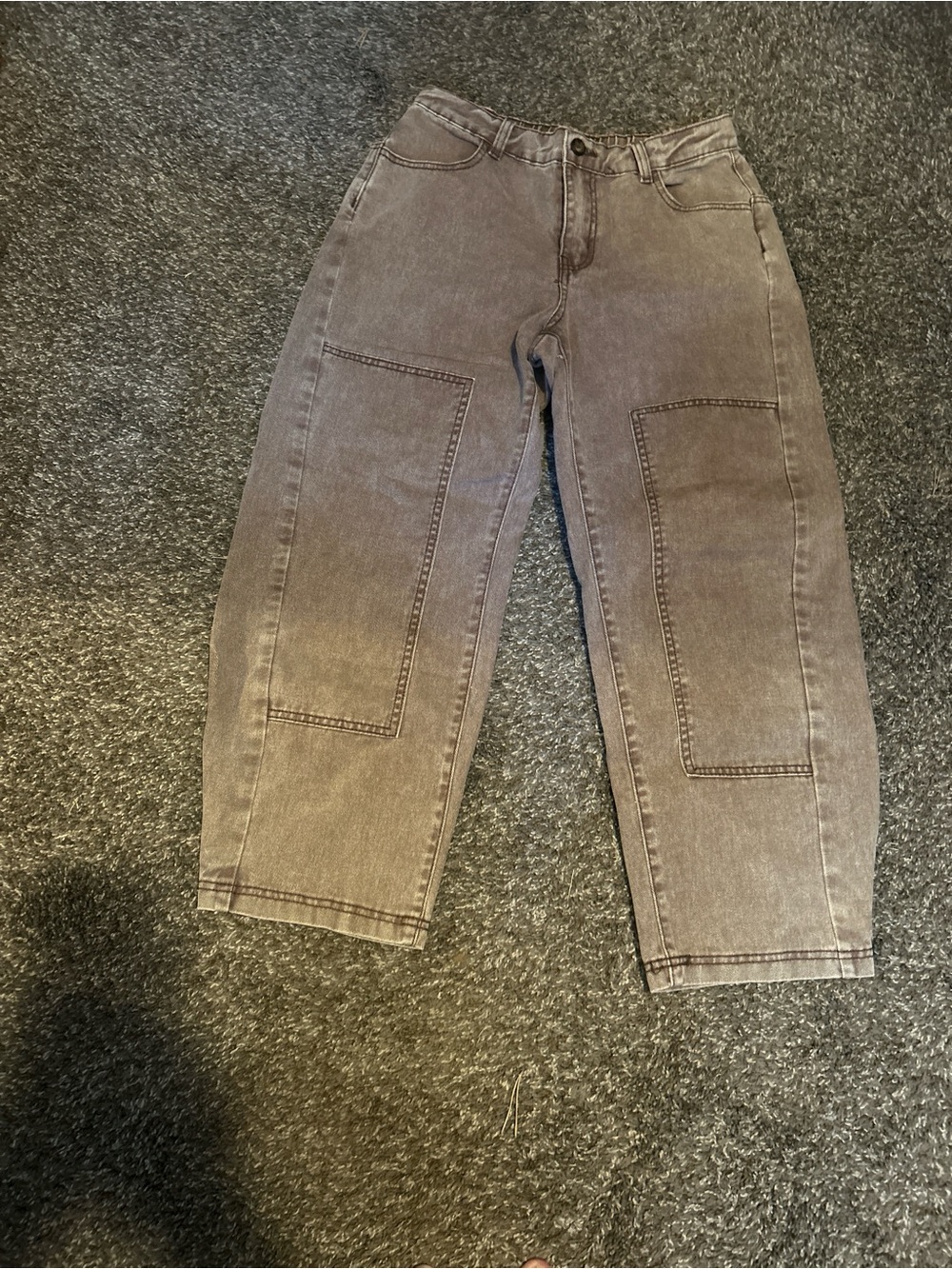 Shein Brown Acid Wash Panel Wide Leg Denim Jeans Size 28